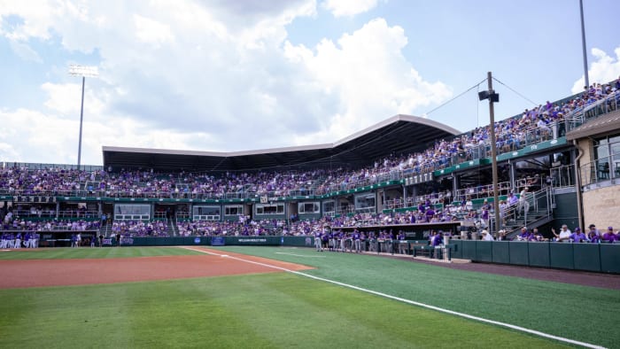 TCU vs Indiana State baseball NCAA Super Regional game during the Fort Worth Super Regional at Lupton Stadium on the TCU campus in Fort Worth, Texas on June 9, 2023.
